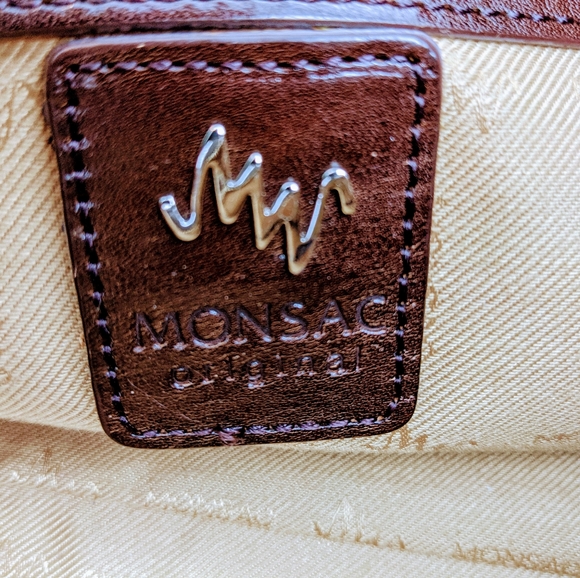 MONSAC ORIGINAL Brown Real Leather Satchel Shoulder Bag Purse, with dust bag. - Picture 6 of 15